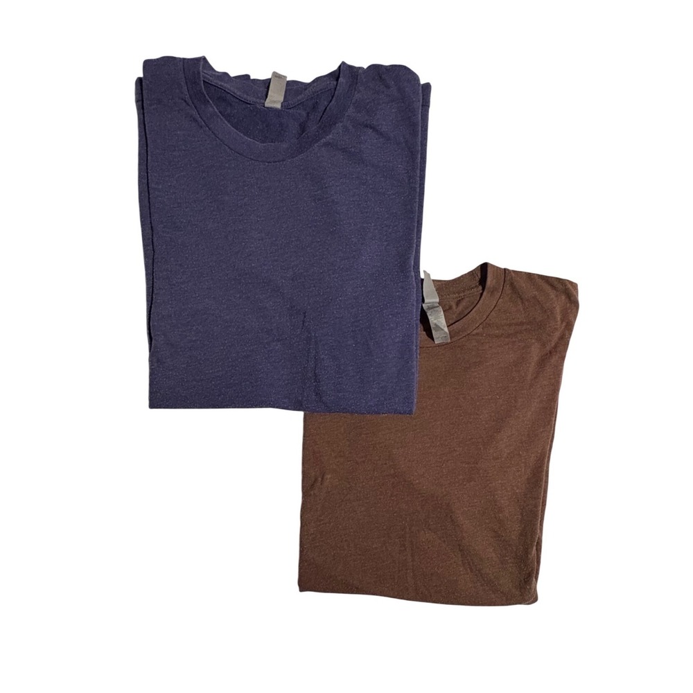 Next Level Apparel Mens Large T-Shirt Lot 2 Pack Navy Blue Brown Heathered Tee